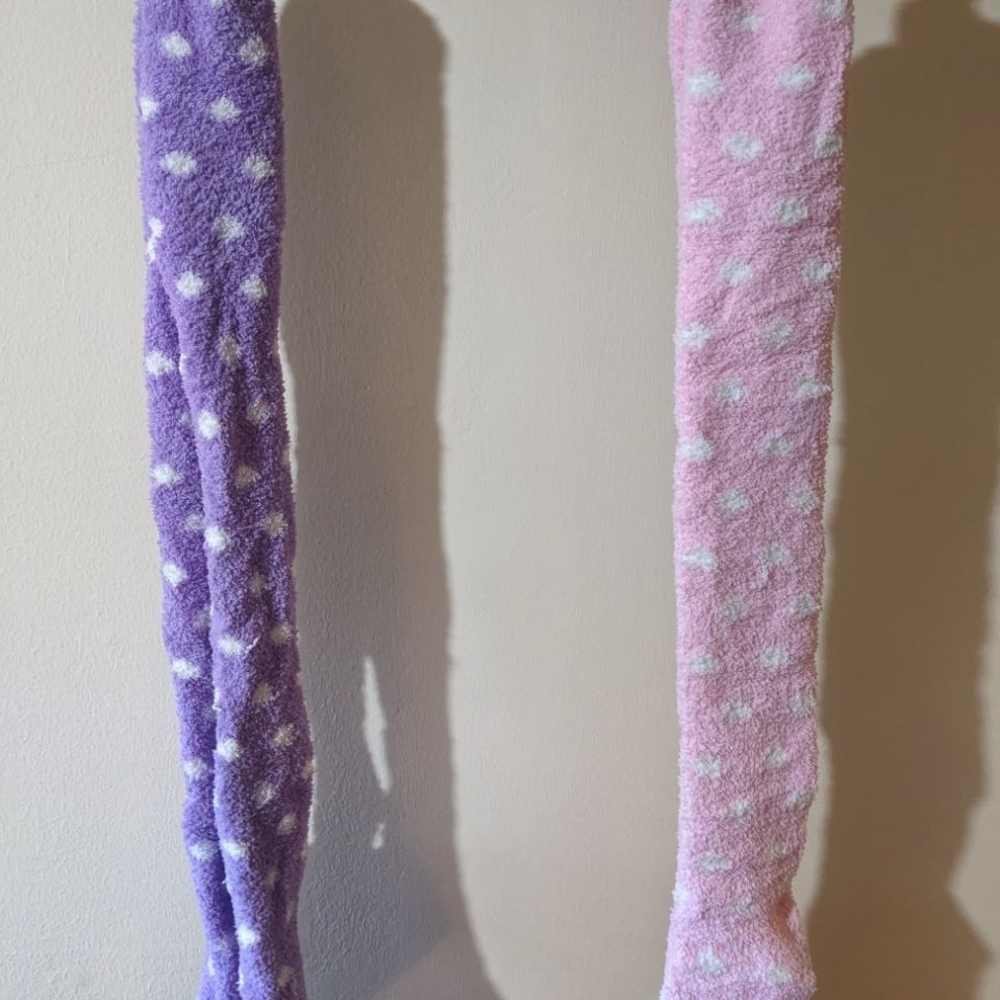 Pink and Purple Polka Dot Thigh High Socks